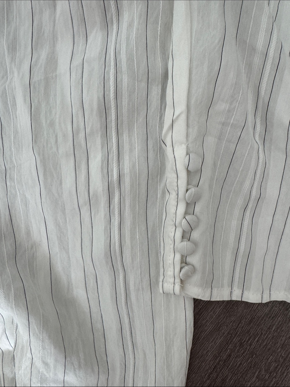 NWT Free People Luna White Pinstripe Button-Front Maxi Top with Puff Shoulders - Picture 14 of 14